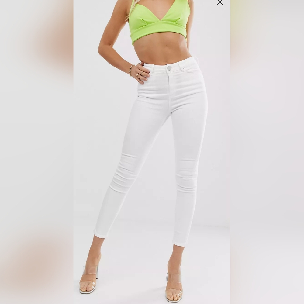 ASOS DESIGN High Rise Skinny Jeans - White